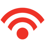 A red icon of wifi