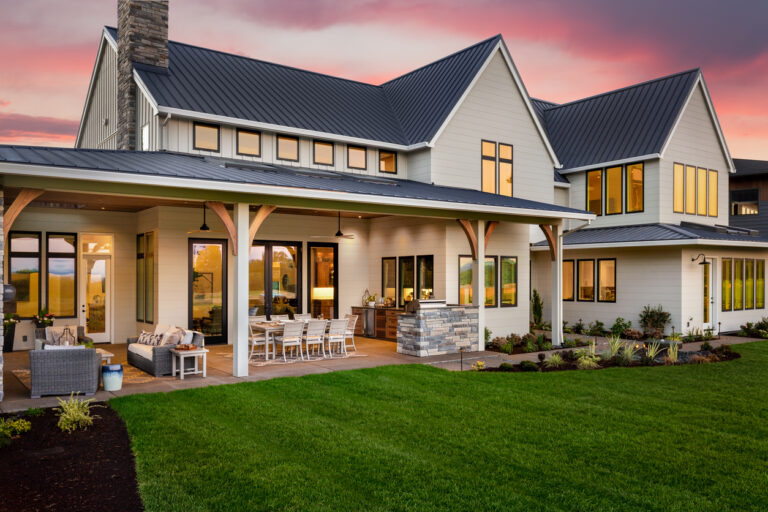 a picture of a home taken from the backyard