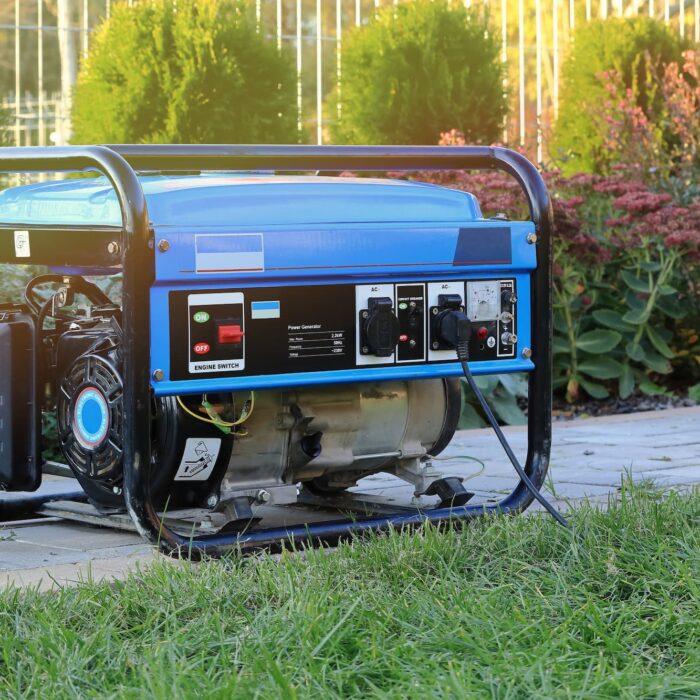 a generator sitting on a lawn