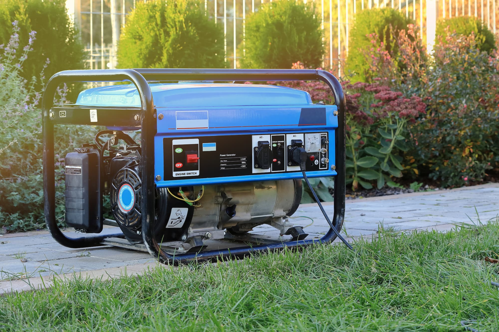 a generator sitting on a lawn