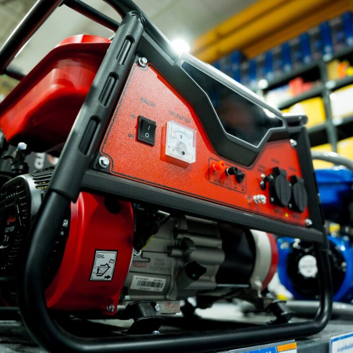 a close up image of a red power generator